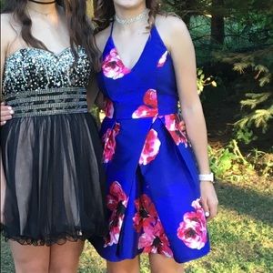 Blue and Pink Floral A. Byer Homecoming Dress